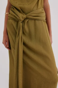 Hoss Intropia Liliane. Vestido midi Verde Sale