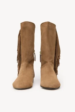 Hoss Intropia Lola. Botas serraje flecos Beige Online