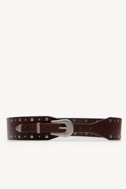 Hoss Intropia Luanda. Cinturón ancho piel Granate New