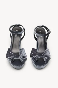 Hoss Intropia Maia. Sandalia tacón terciopelo Gris Outlet