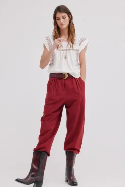 Hoss Intropia Malena. Camiseta bordada Beige