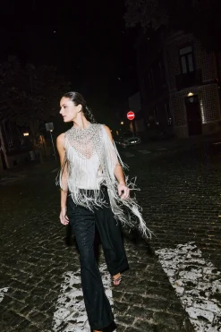 Hoss Intropia Malia. Chal bordado con abalorios Gris Sale