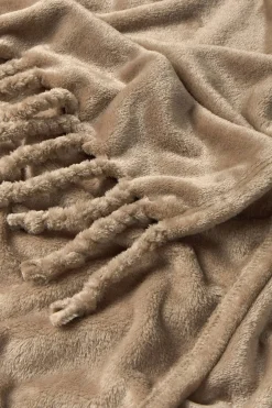 Textura Manta polar flecos marr&oacute;n Outlet