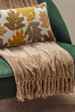 Textura Manta polar flecos marr&oacute;n Outlet