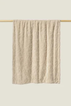 Textura Manta polar flores beige New