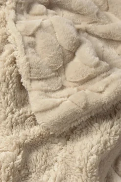 Textura Manta polar flores beige New