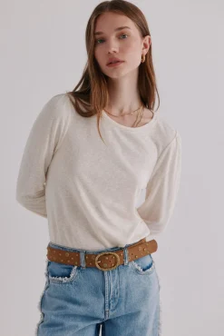 Hoss Intropia Margot. Camiseta con manga abullonada Beige New