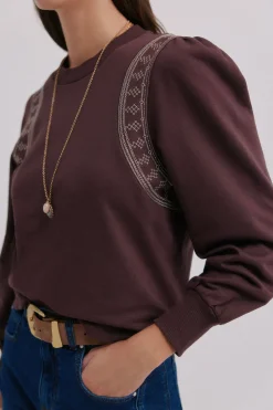 Hoss Intropia Marta. Sudadera bordada Granate Sale