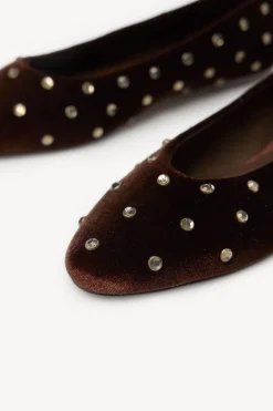 Hoss Intropia Martina. Bailarinas con cristales Marron oscuro Clearance