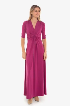 Cuplé Maxi vestido nudo frontal Fucsia New