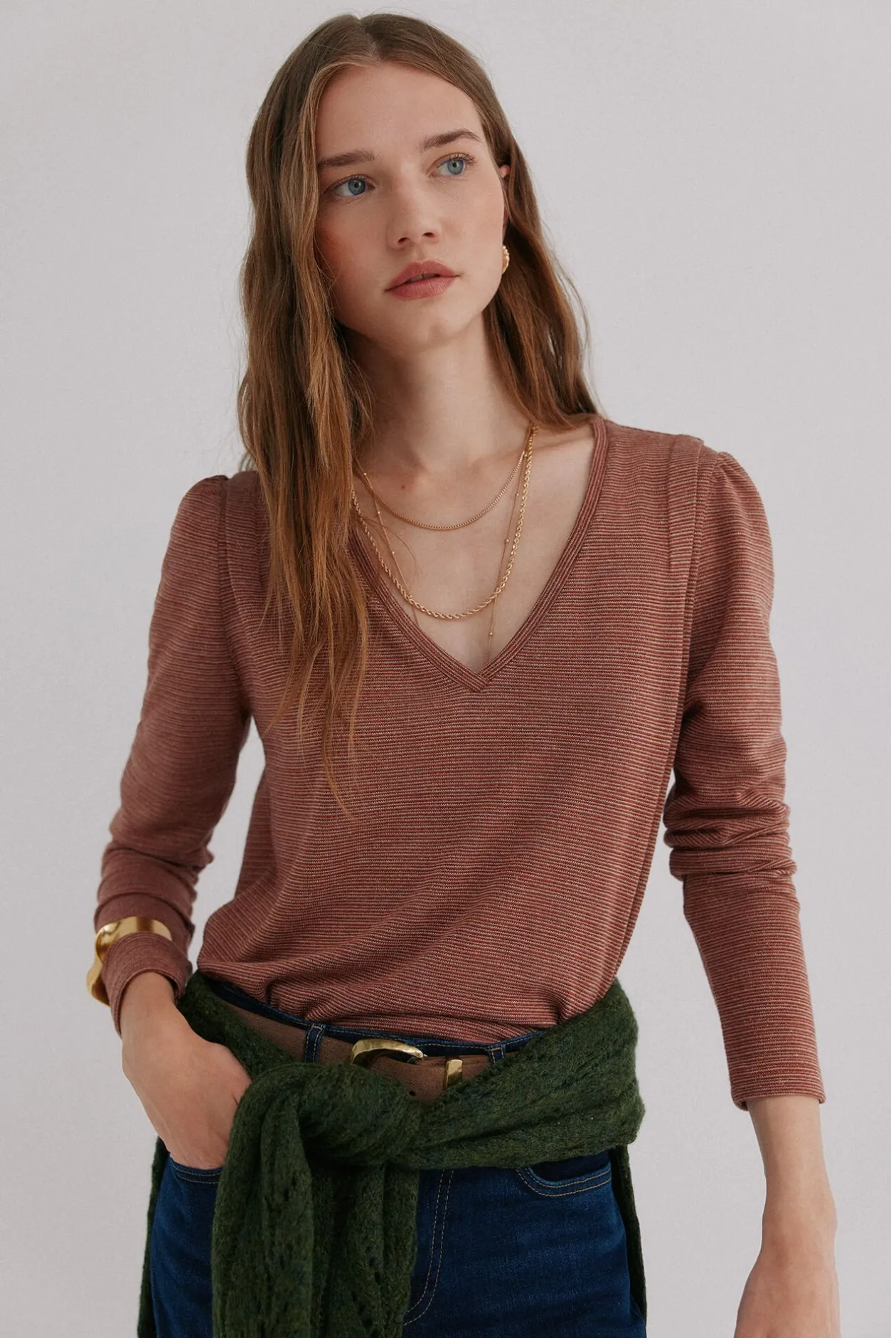 Hoss Intropia Micaela. Camiseta con solapa Estampado Marron Discount