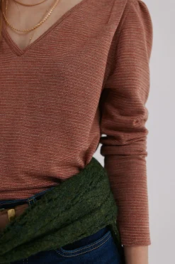 Hoss Intropia Micaela. Camiseta con solapa Estampado Marron Discount