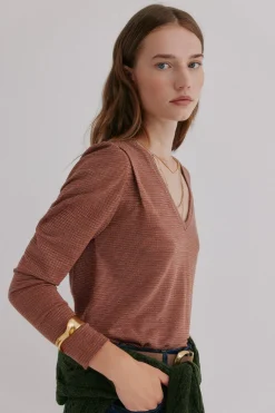 Hoss Intropia Micaela. Camiseta con solapa Estampado Marron Discount