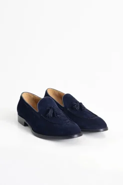 PuroEGO Mocasín borlas serraje piel Azul marino Sale