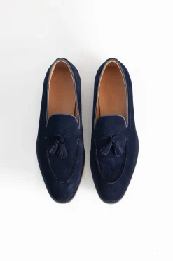 PuroEGO Mocasín borlas serraje piel Azul marino Sale