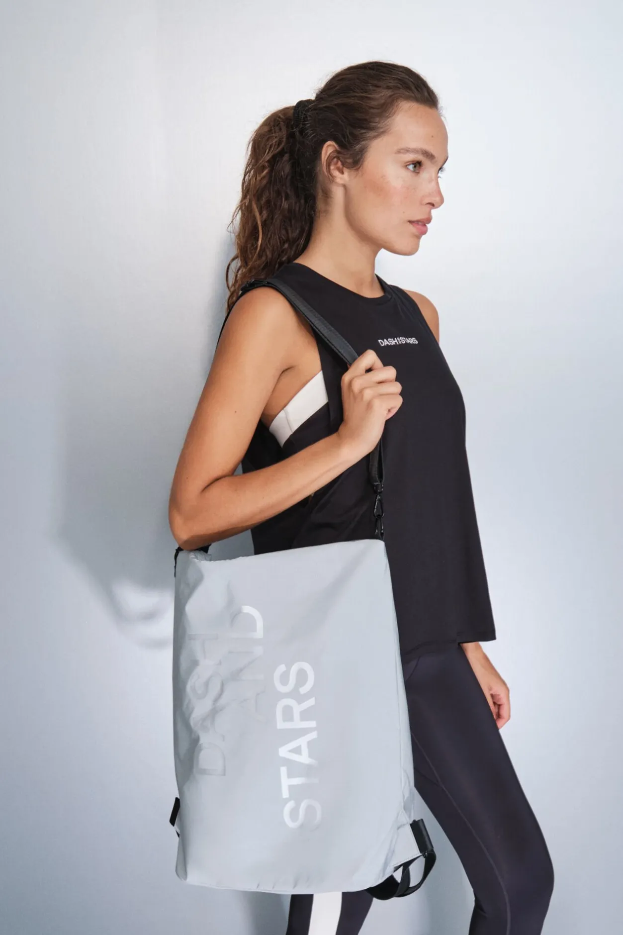 Dash and Stars Mochila multiposición nylon efecto metalizado gris Hot