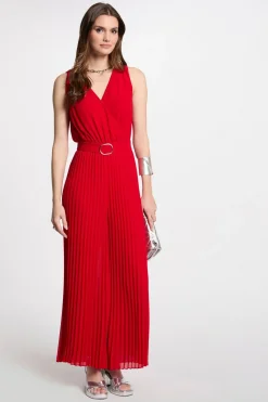 Morgan Mono largo holgado con pernera plisada Rojo