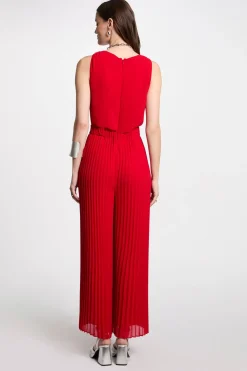Morgan Mono largo holgado con pernera plisada Rojo