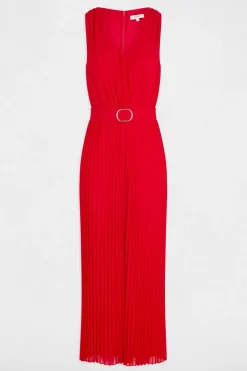 Morgan Mono largo holgado con pernera plisada Rojo