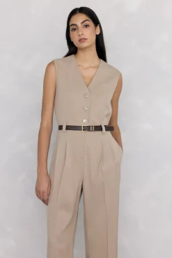 Pedro del Hierro Mono sastrero cinturón Beige Hot