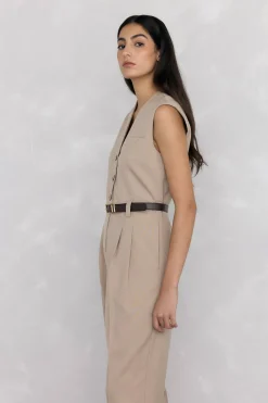 Pedro del Hierro Mono sastrero cinturón Beige Hot