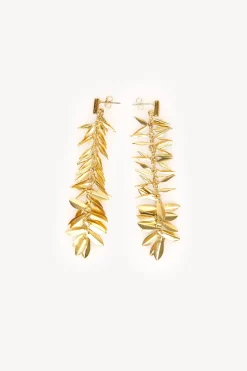 Hoss Intropia Nabis. Pendientes hojas Dorado Discount