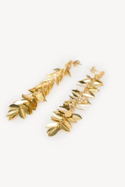 Hoss Intropia Nabis. Pendientes hojas Dorado Discount