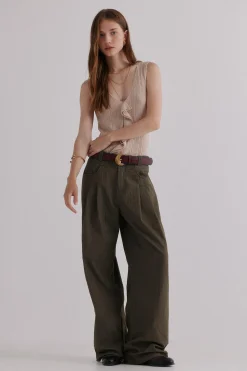 Hoss Intropia Nahia. Top con volante Beige Sale