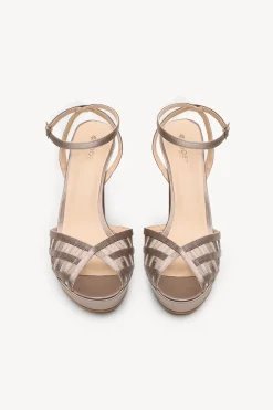 Hoss Intropia Naiara. Sandalia tacón satén Gris Outlet