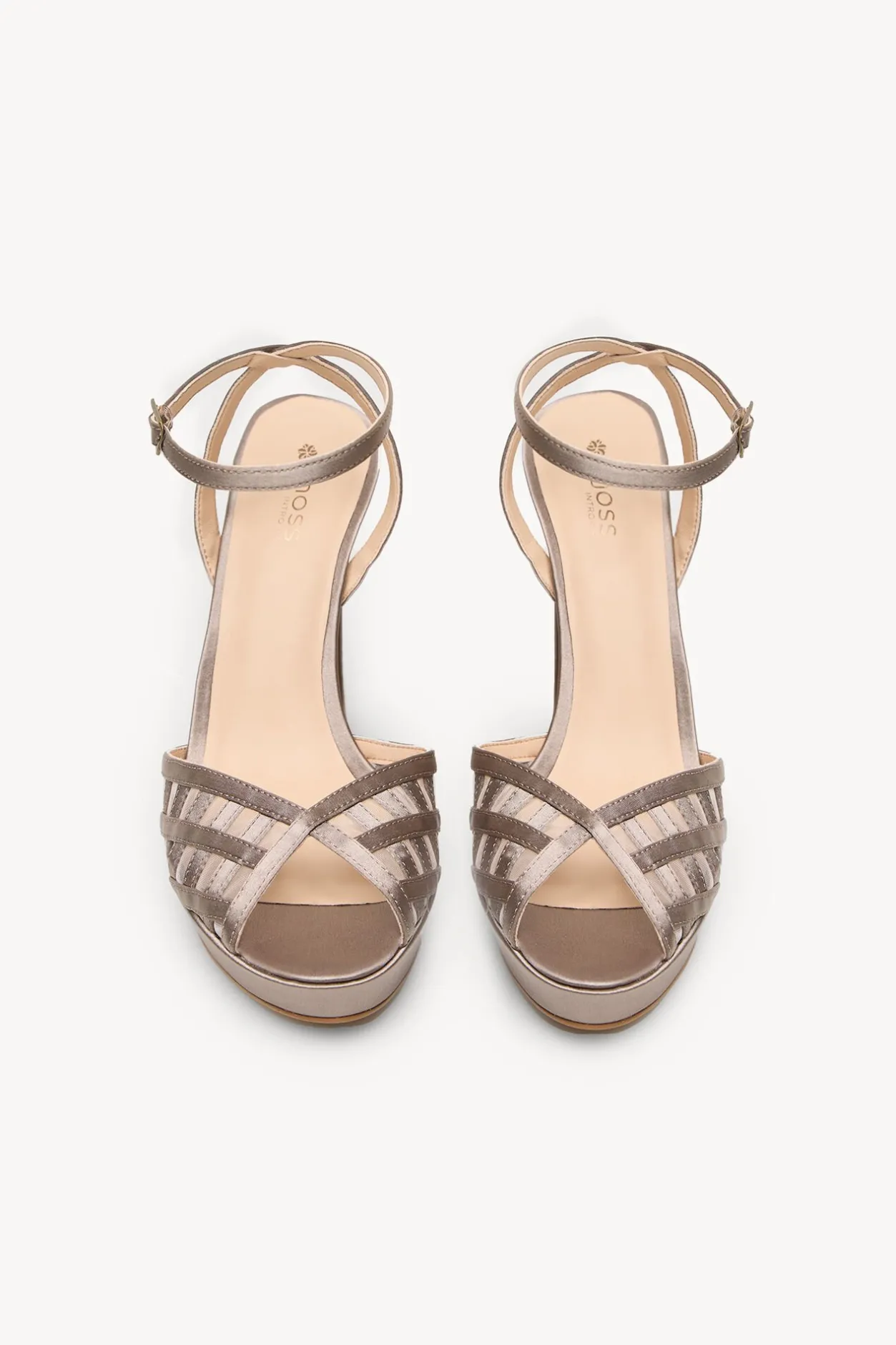 Hoss Intropia Naiara. Sandalia tacón satén Gris Outlet