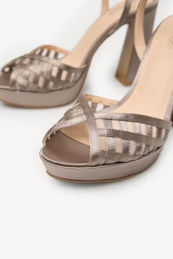 Hoss Intropia Naiara. Sandalia tacón satén Gris Outlet