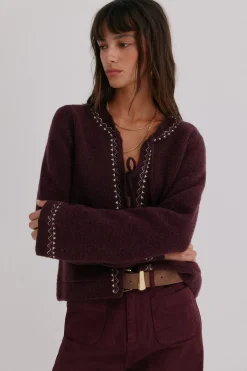 Hoss Intropia Nala. Chaqueta bordada Granate Clearance