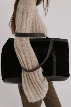 Hoss Intropia Neila. Bolso shopper de terciopelo Marron Clearance