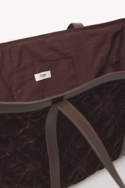 Hoss Intropia Neila. Bolso shopper de terciopelo Marron Clearance