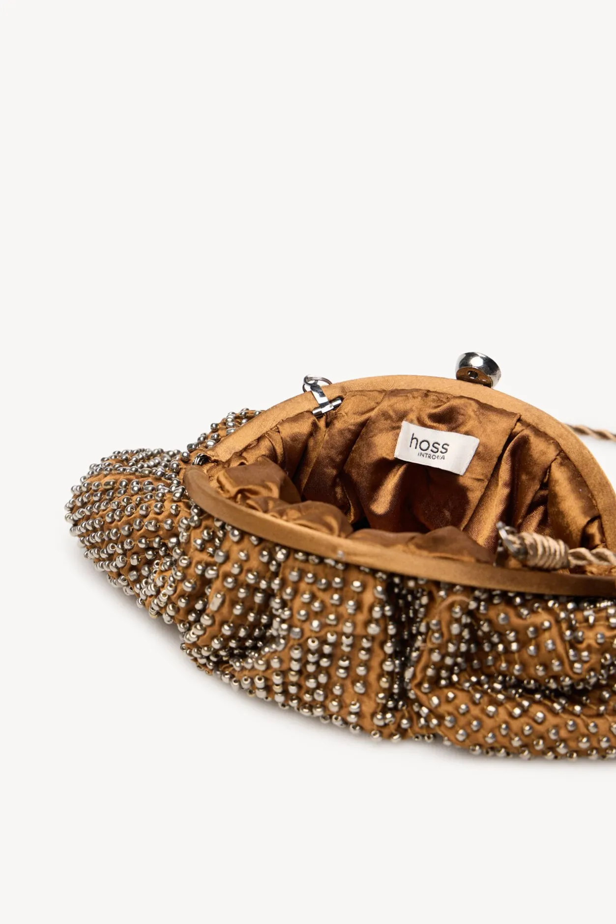 Hoss Intropia Nelsa. Bolso clutch abalorios Dorado