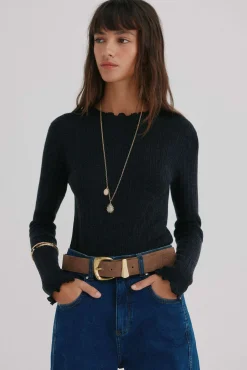 Hoss Intropia Nidia. Top con detalle de ondas Gris