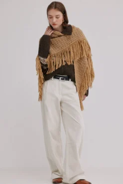Hoss Intropia Nieves. Chal calado de flecos Dorado New