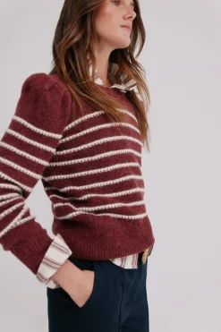 Hoss Intropia Ninnette. Jersey a rayas Granate Clearance