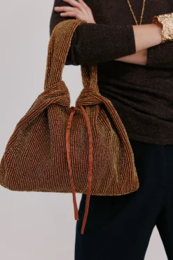Hoss Intropia Nora. Bolso de terciopelo abalorios Marron Sale