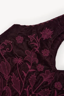 Hoss Intropia Nuria. Bolso hobo terciopelo bordado Granate Sale