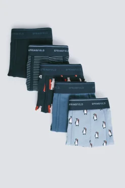 Springfield Pack 5 boxers algodón estampados azul