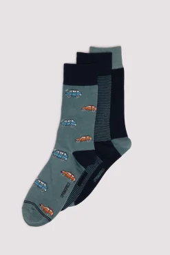 Springfield Pack 3 calcetines algodón coche verde New