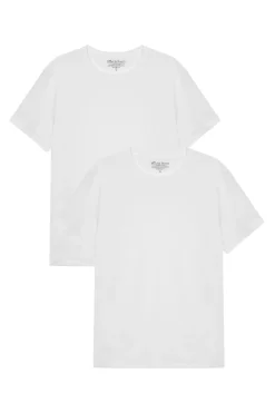 Bread & Boxers Pack 2 camisetas elásticas cuello caja algodón orgánico blancas blanco Hot