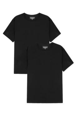 Bread & Boxers Pack 2 camisetas elásticas cuello caja algodón orgánico negras negro Hot