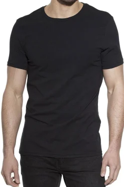 Bread & Boxers Pack 2 camisetas elásticas cuello caja algodón orgánico negras negro Hot