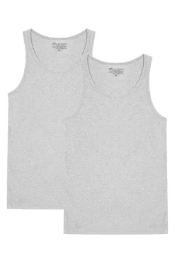 Bread & Boxers Pack 2 camisetas lisas sin mangas es gris Outlet