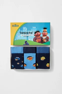 Besocks Pack 3 pares de calcetines Barrio Sésamo algodón orgánico estampado Sale