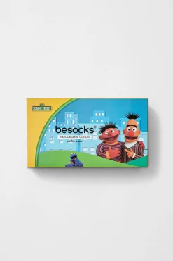 Besocks Pack 3 pares de calcetines Barrio Sésamo algodón orgánico estampado Sale