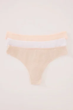 Women'secret Pack 3 tangas algodón orgánico blanco Online