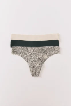 Women'secret Pack 3 tangas animal print beige y negro kaki Discount